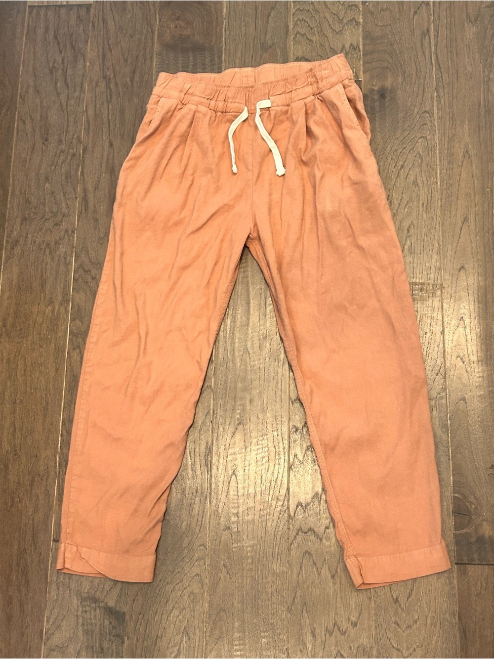 Monrow Small Casual Drawstring Linen-Blend Pants - Dusty Coral